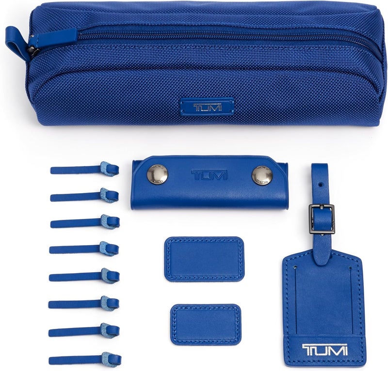 Tumi - Accents Kit - Includes 2 Leather Monogram Patches, 1 Leather Luggage Handle Wrap, 1 Luggage Tag & 8 Leather Zipper Pulls - Atlantic - Image 1